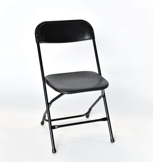 Chaise pliante noire pour réunion ou repas assis